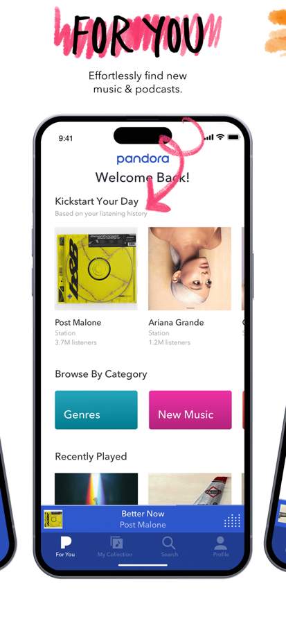 pandora-music-podcasts screenshot