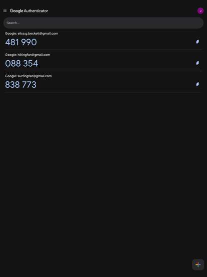 Google Authenticator screenshot