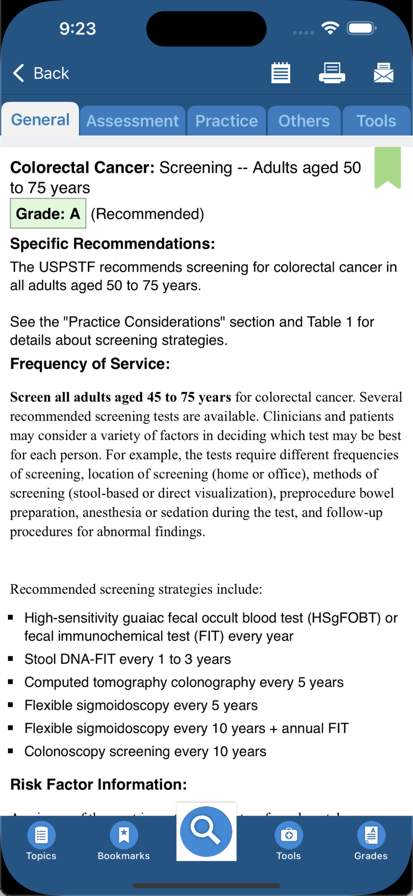 USPSTF Prevention TaskForce screenshot