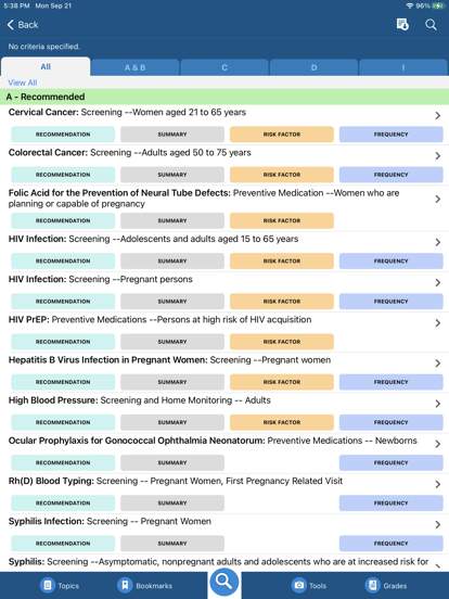 USPSTF Prevention TaskForce screenshot