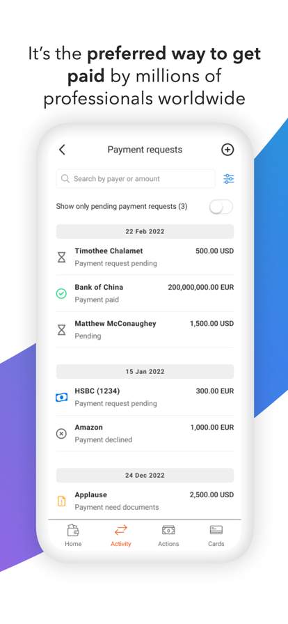 payoneer screenshot