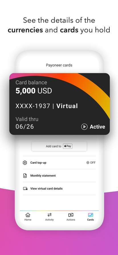 payoneer screenshot