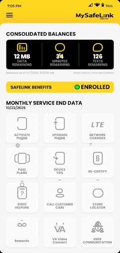 My SafeLink screenshot