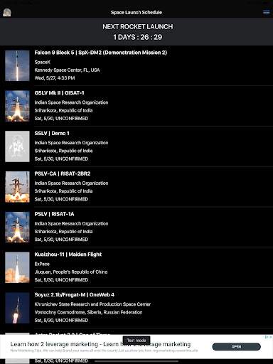 space-launch-schedule screenshot
