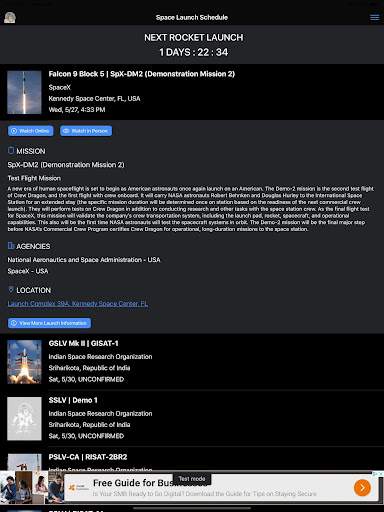 space-launch-schedule screenshot