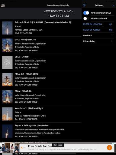 space-launch-schedule screenshot