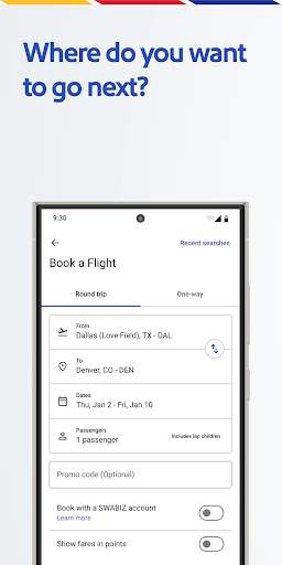 Southwest Airlines screenshot
